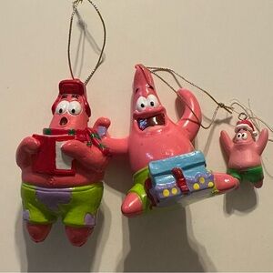 Vintage Patrick Star SpongeBob Square Pants Holiday Christmas Ornament Lot of 3
